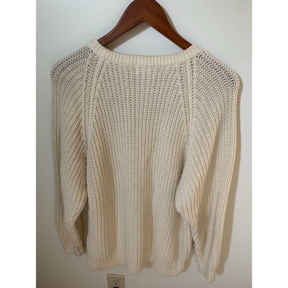 Partners Mervyns Womens Size Large Chunky Knit Sweater Cream Vintage Crewneck - Picture 4 of 6